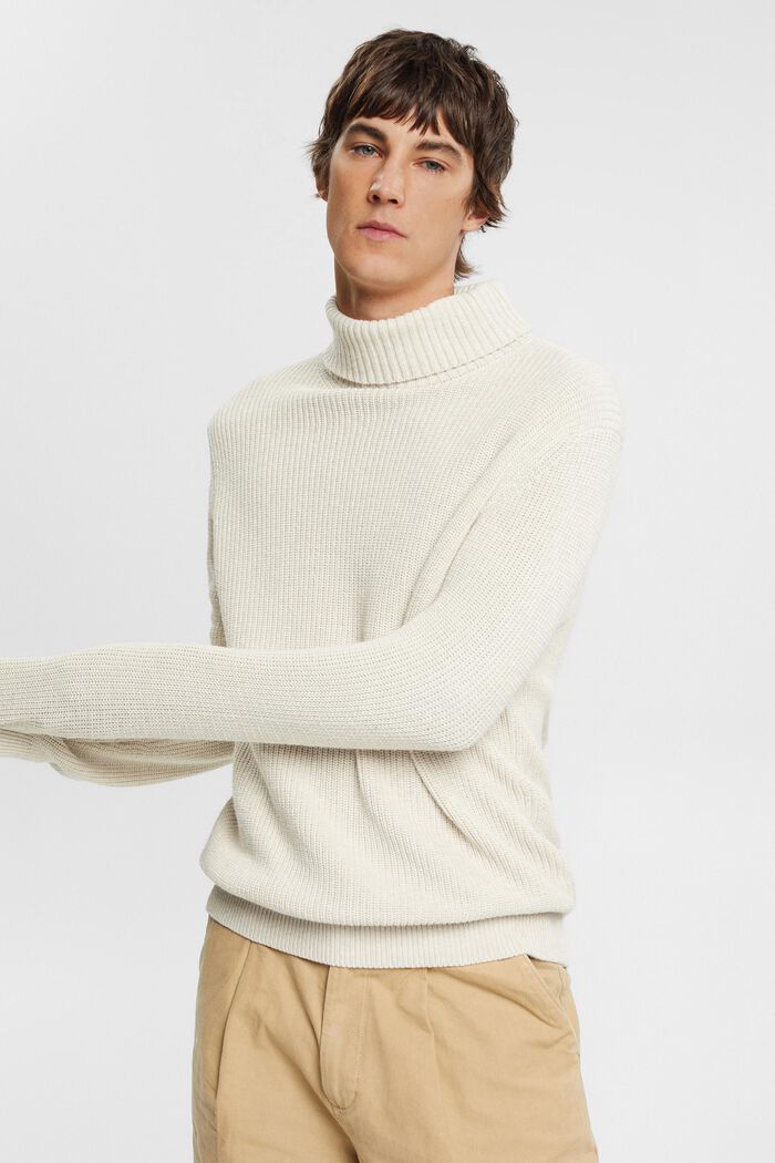 Chunky knit roll neck jumper, OFF WHITE, detail image number 4
