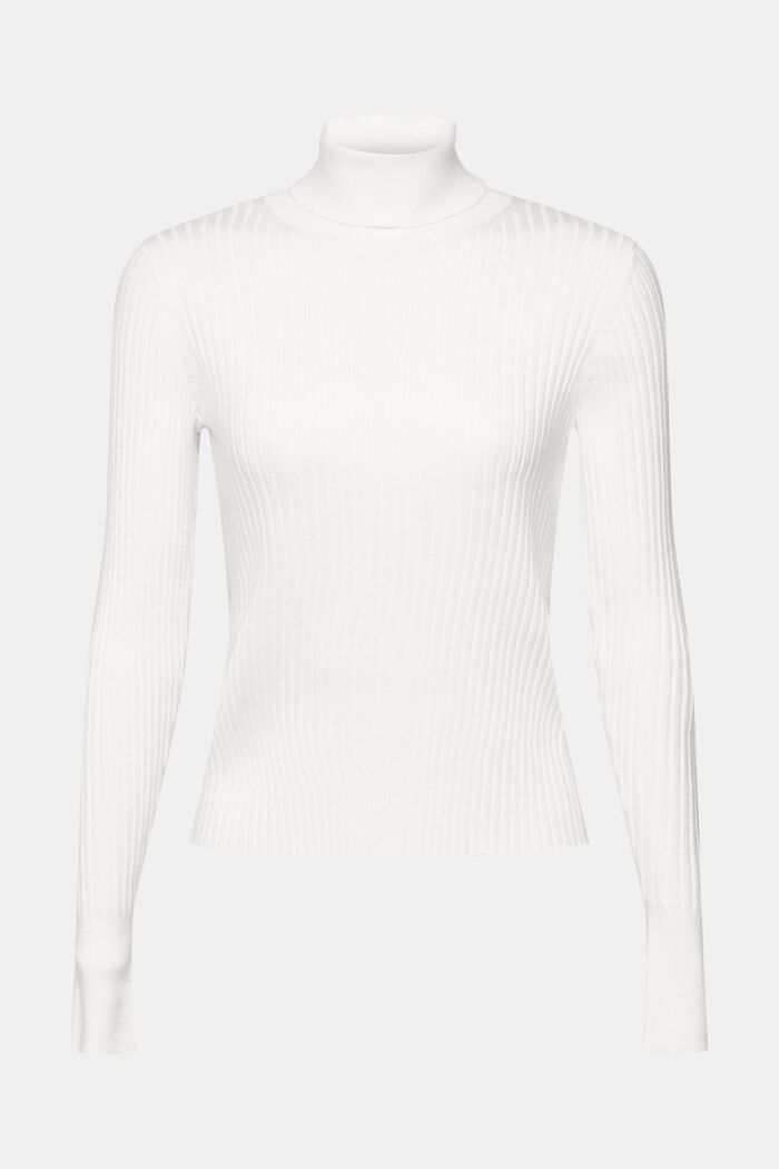 Rib knit roll neck jumper, OFF WHITE, detail image number 2