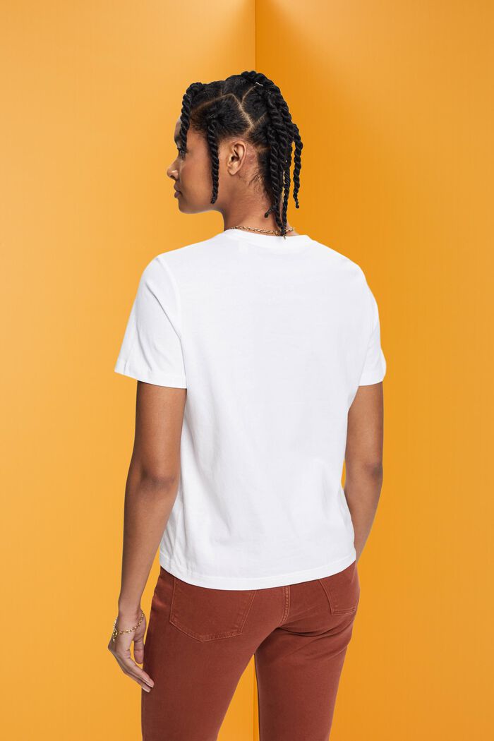 Cotton t-shirt with print, WHITE, detail image number 3