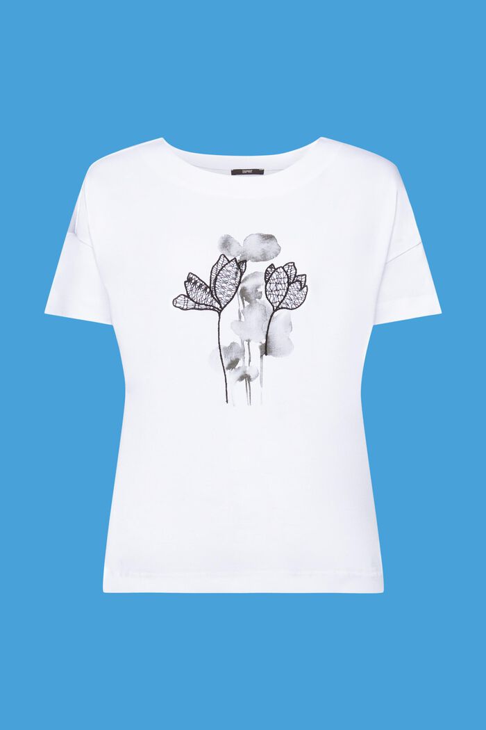 Embroidered t-shirt, TENCEL™, WHITE, detail image number 6