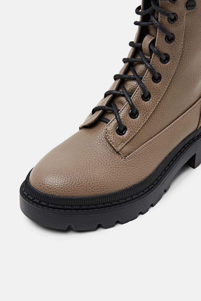 Vegan leather lace-up boots, TAUPE, detail image number 3