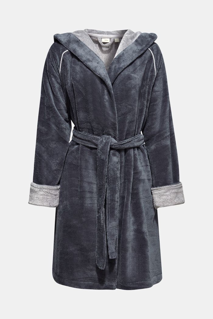 Terry cloth bathrobe with hood, GREY, detail image number 0