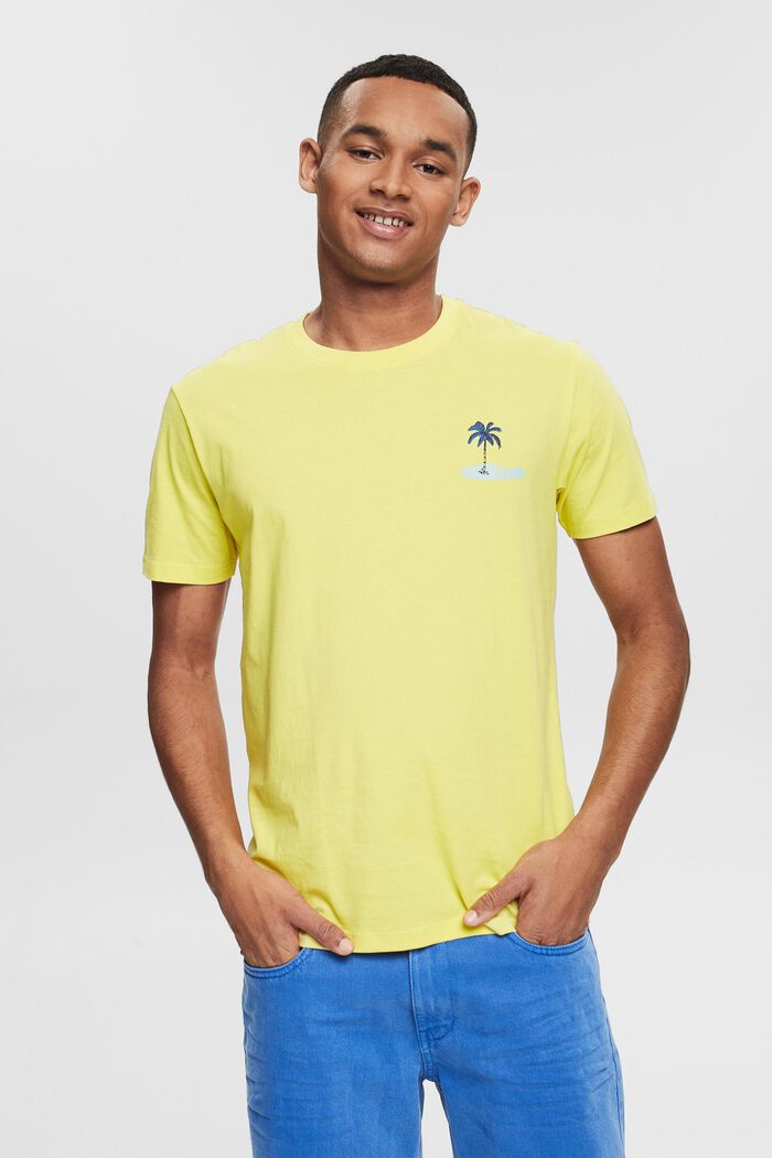 Jersey T-shirt with a small printed motif, YELLOW, detail image number 0