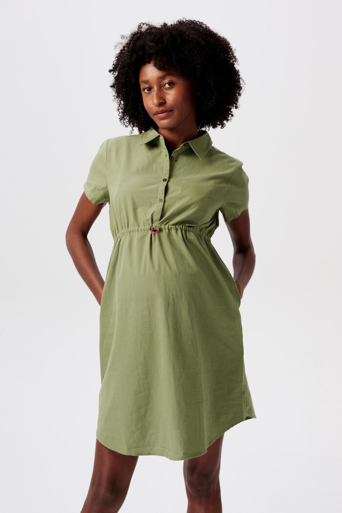 MATERNITY Nursing Shirt Dress, OLIVE GREEN, detail image number 0