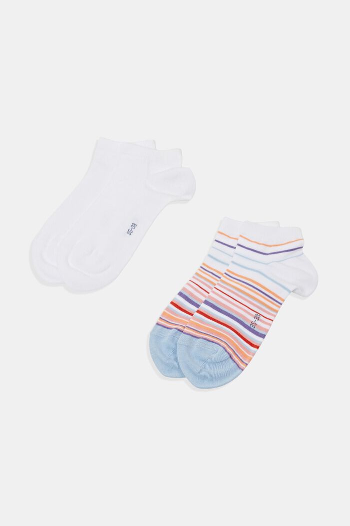 2-pack of colourful trainer socks, organic cotton, WHITE, detail image number 0