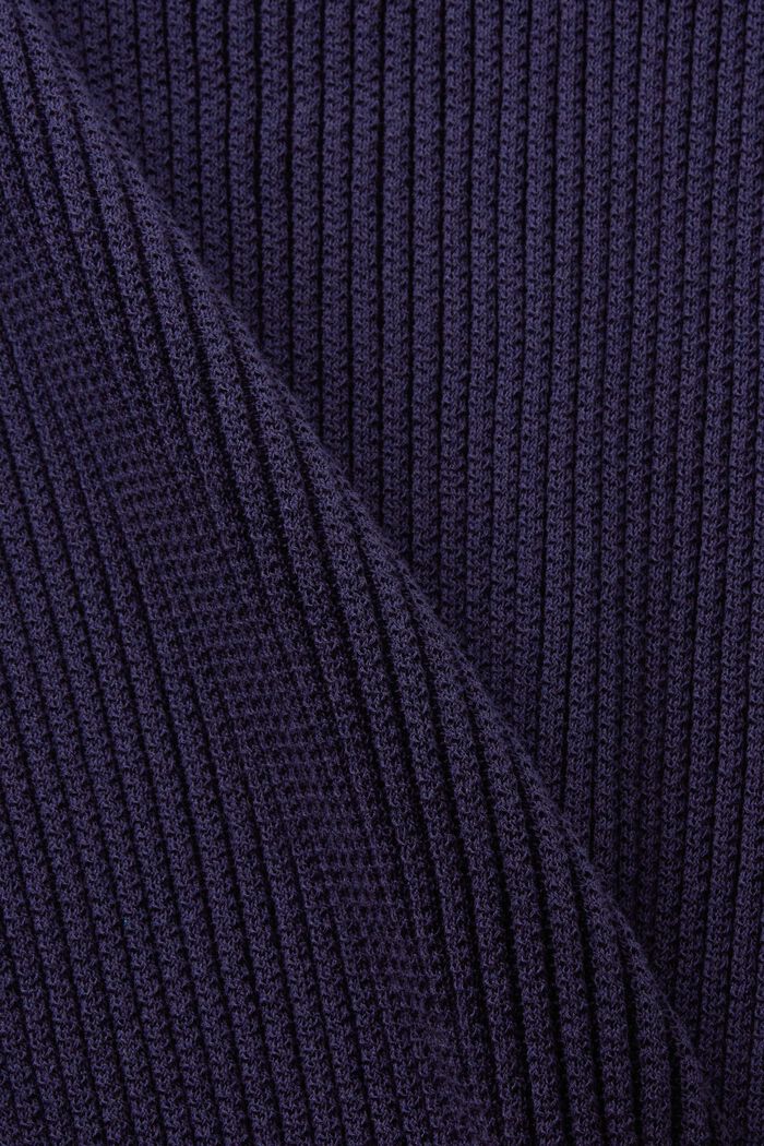 Rib-Knit Polo Shirt, NAVY, detail image number 4