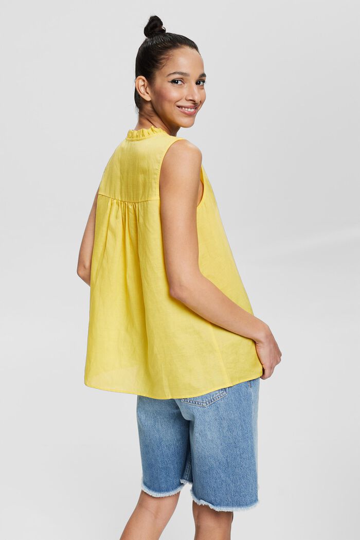 Blouse in blended linen, SUNFLOWER YELLOW, detail image number 3