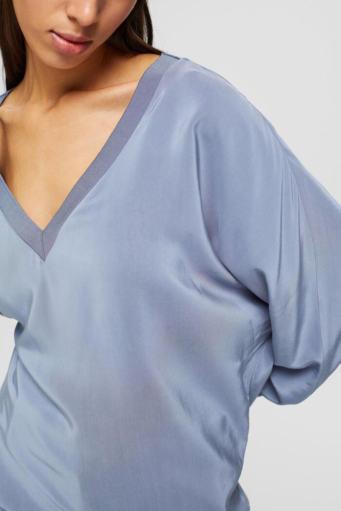 Blouse with LENZING™ ECOVERO™, GREY BLUE, detail image number 2