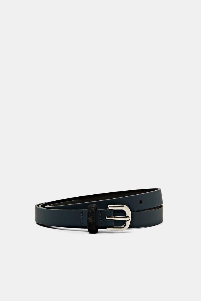Slim leather belt, TEAL GREEN, detail image number 0
