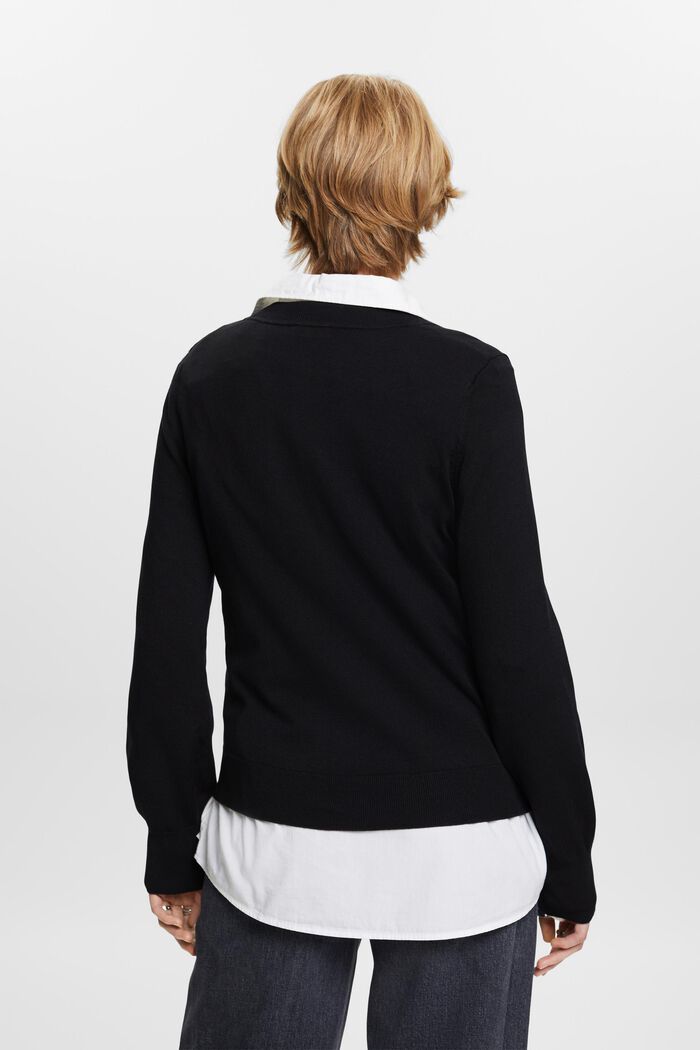 V-Neck Sweater, BLACK, detail image number 4