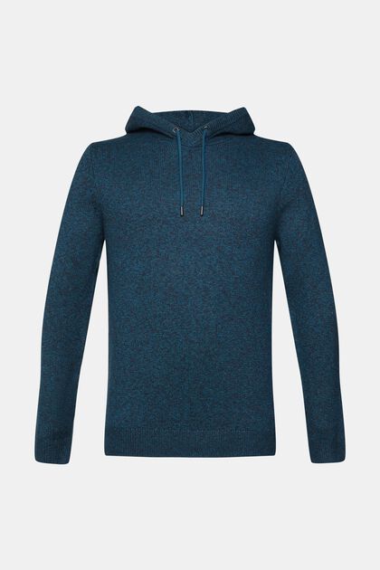 Knitted hoody, DARK TURQUOISE, overview