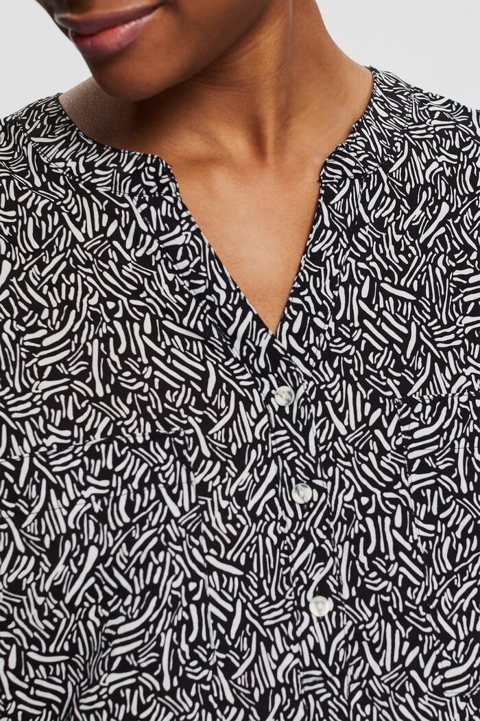 Patterned blouse with a cup-shaped neckline, BLACK, detail image number 2