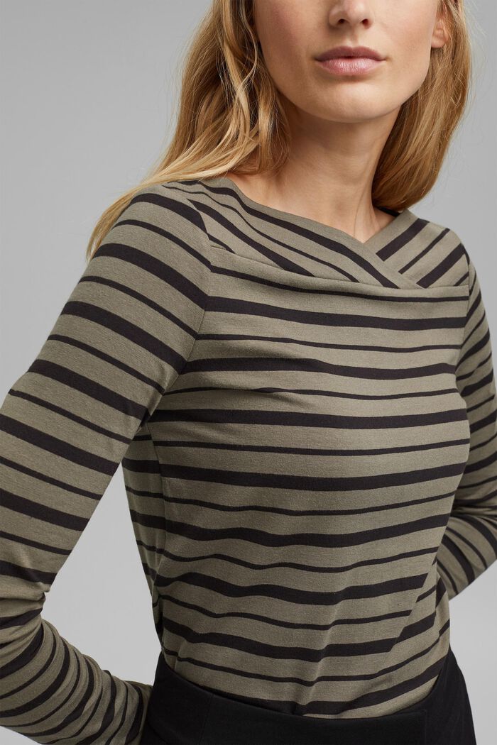 In a TENCEL™/ modal blend: Striped shirt, DARK KHAKI, detail image number 2