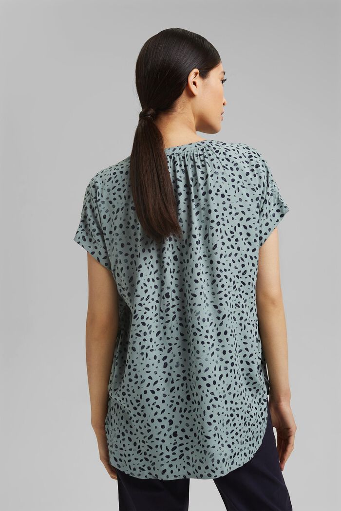 Patterned blouse, LENZING™ ECOVERO™, TURQUOISE, detail image number 3