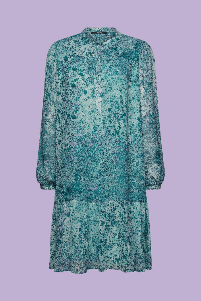 Patterned Chiffon Mini Dress, LIGHT AQUA GREEN, detail image number 6