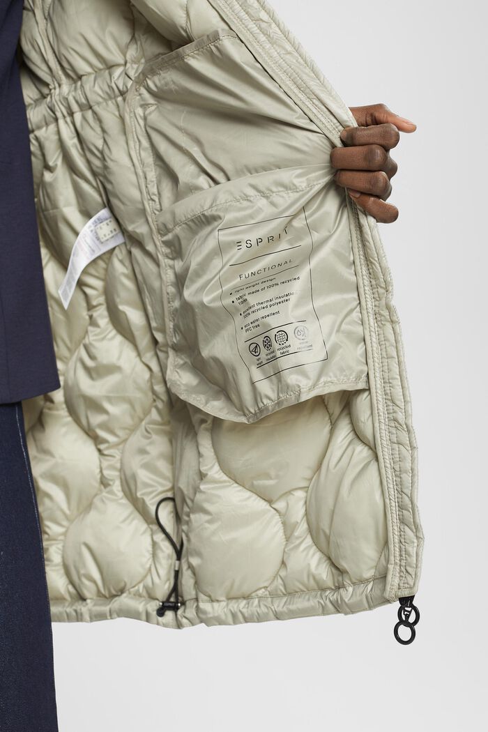 Longline quilted bodywarmer, DUSTY GREEN, detail image number 4