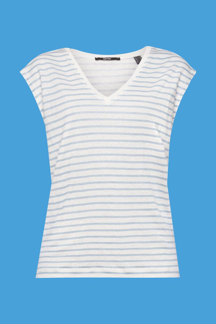 Striped Linen T-Shirt, LIGHT BLUE LAVENDER, detail image number 7