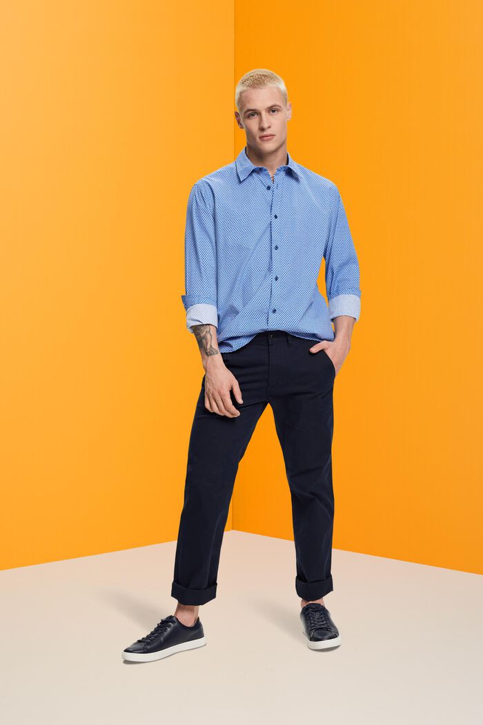Slim fit shirt with all-over pattern, BLUE, detail image number 4