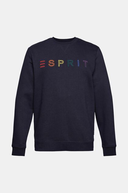 Recycled: sweatshirt with logo embroidery, NAVY, overview