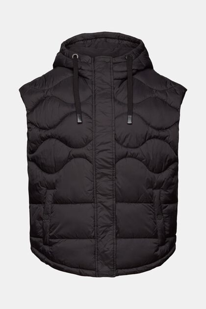 Recycled: quilted waistcoat with a hood
