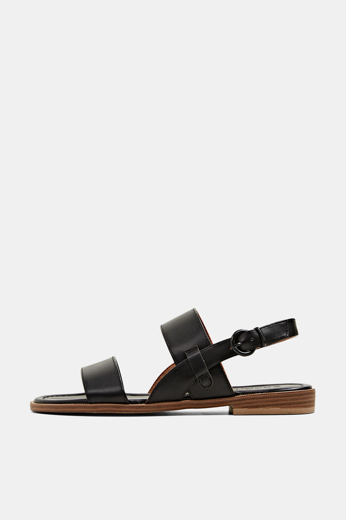 Sandals with wide straps, BLACK, overview