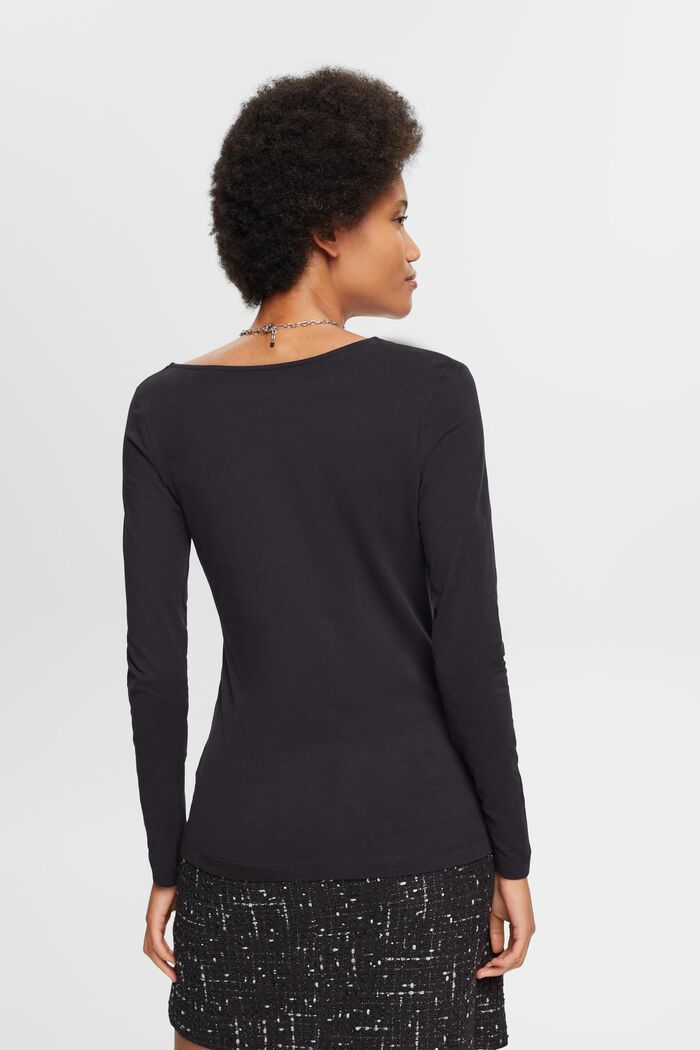 Long-sleeved top with asymmetric neckline, BLACK, detail image number 3