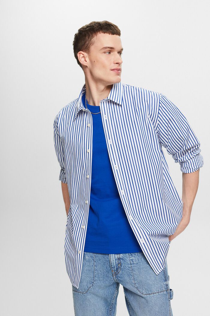 Striped Poplin Shirt, BRIGHT BLUE, detail image number 4