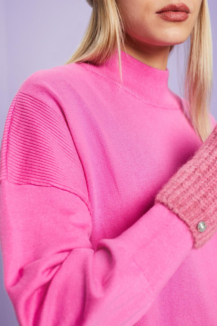 Mock Neck Sweater, PINK FUCHSIA, detail image number 2