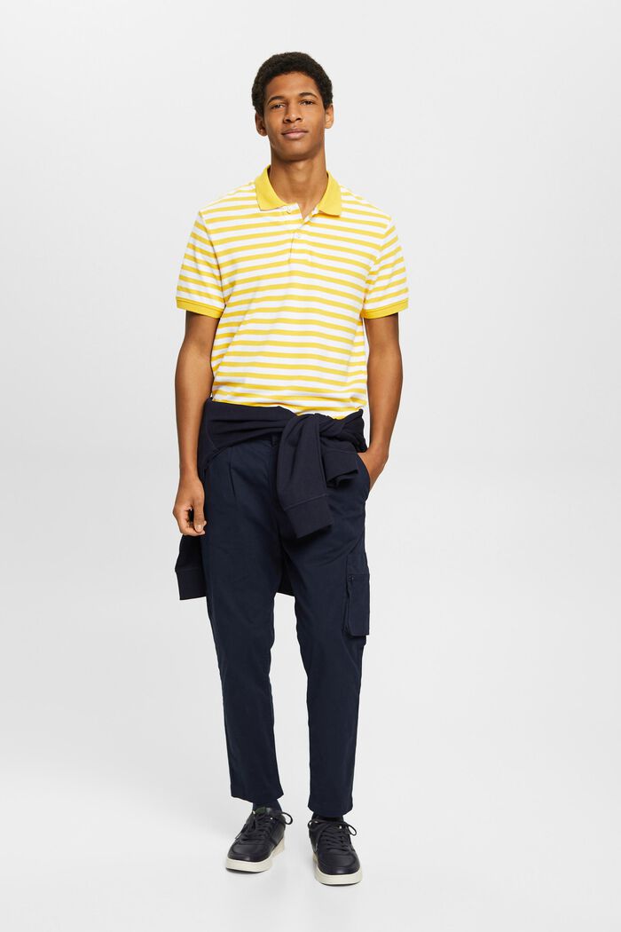 Striped slim fit polo shirt, GOLDEN ORANGE, detail image number 1
