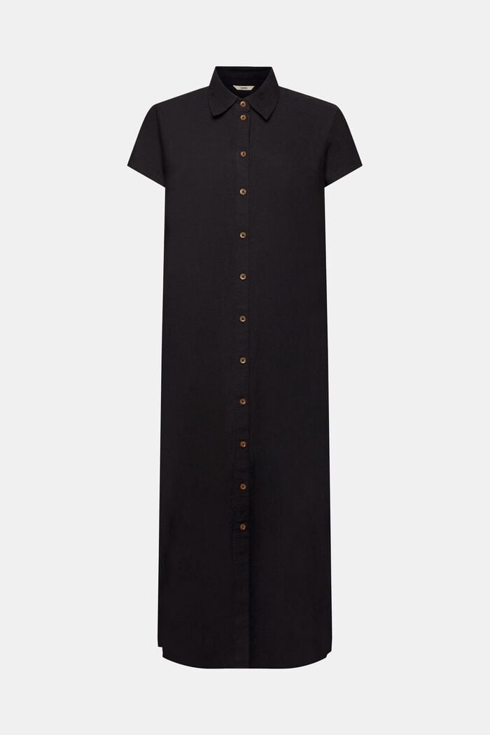 Blouse dress with linen, BLACK, detail image number 6