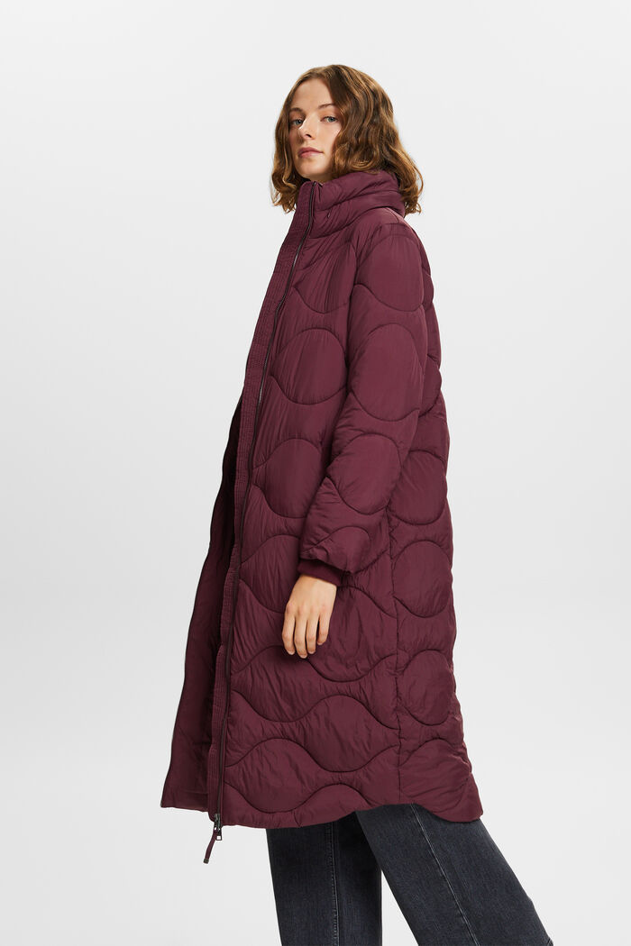 Quilted Coat, AUBERGINE, detail image number 8