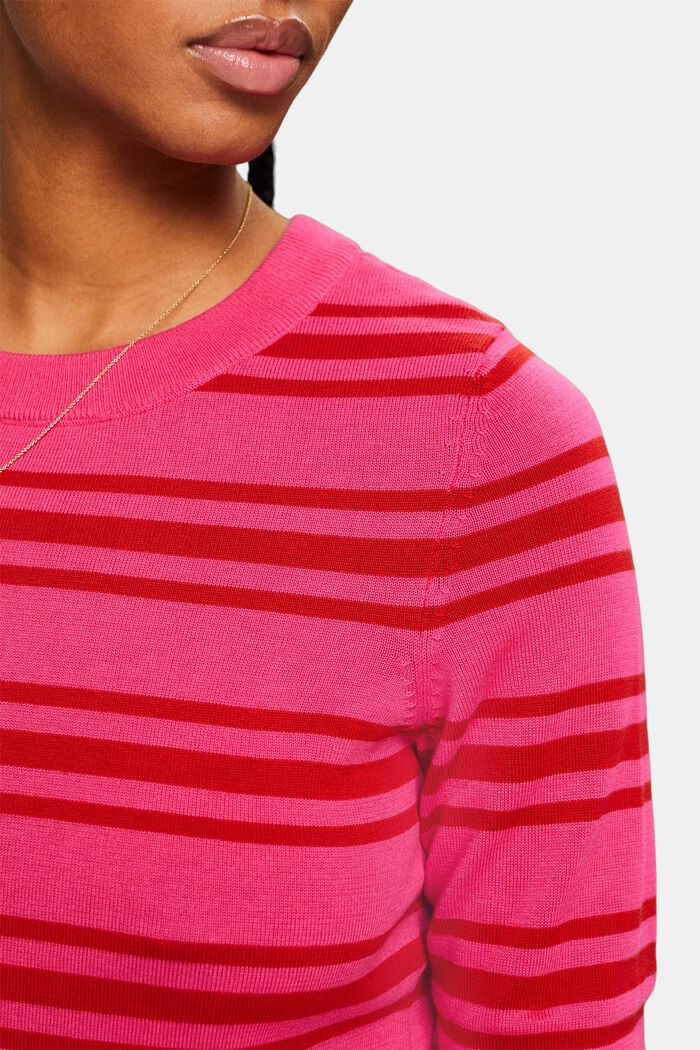 Striped Crewneck Sweatshirt, PINK FUCHSIA, detail image number 3
