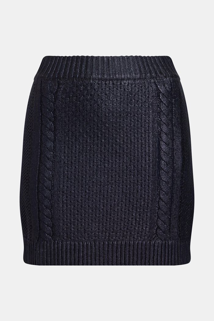 Metallic cable knit mini skirt, NAVY, detail image number 4