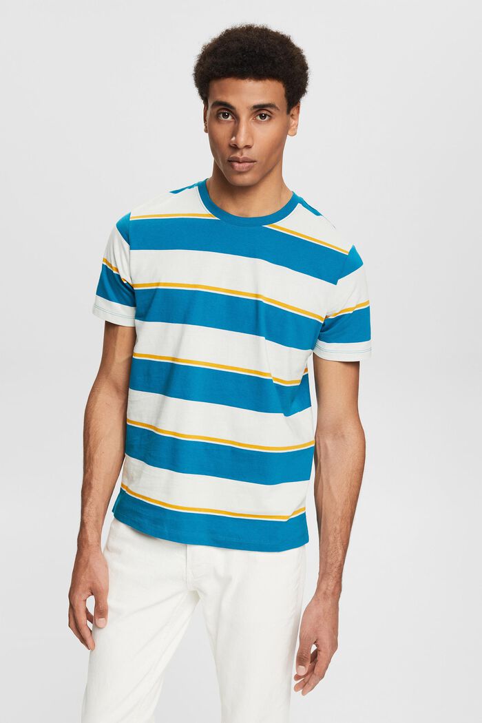 Striped jersey T-shirt, TEAL BLUE, detail image number 0