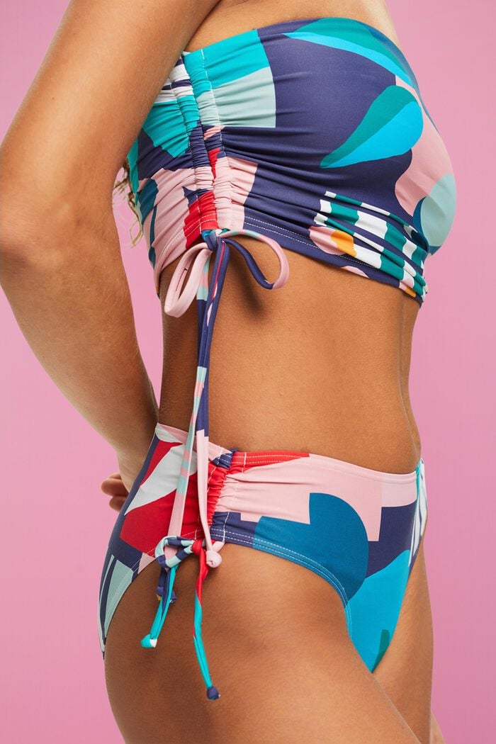 Bandeau bikini top with multi-coloured print, INK, detail image number 1