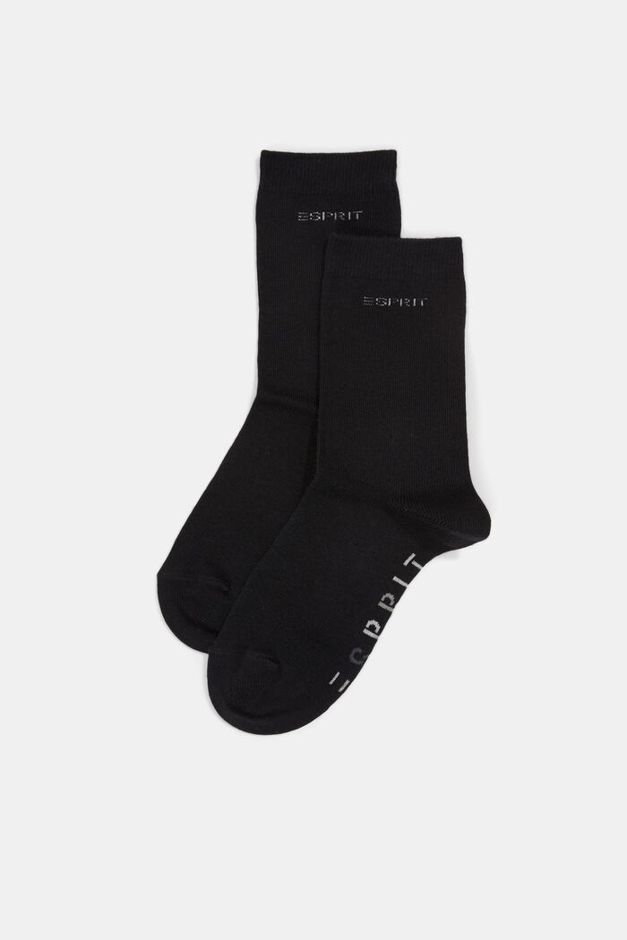 Double pack of blended organic cotton socks with logo, BLACK, overview