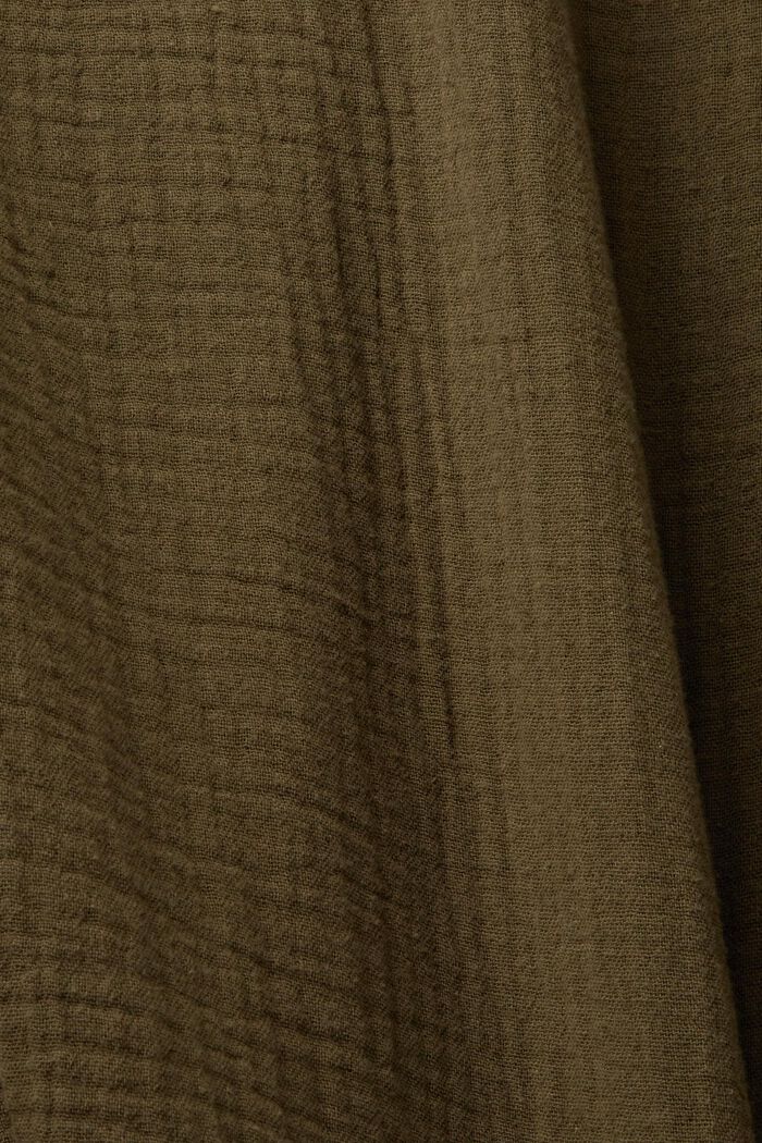 Sustainable cotton muslin shirt, KHAKI GREEN, detail image number 5