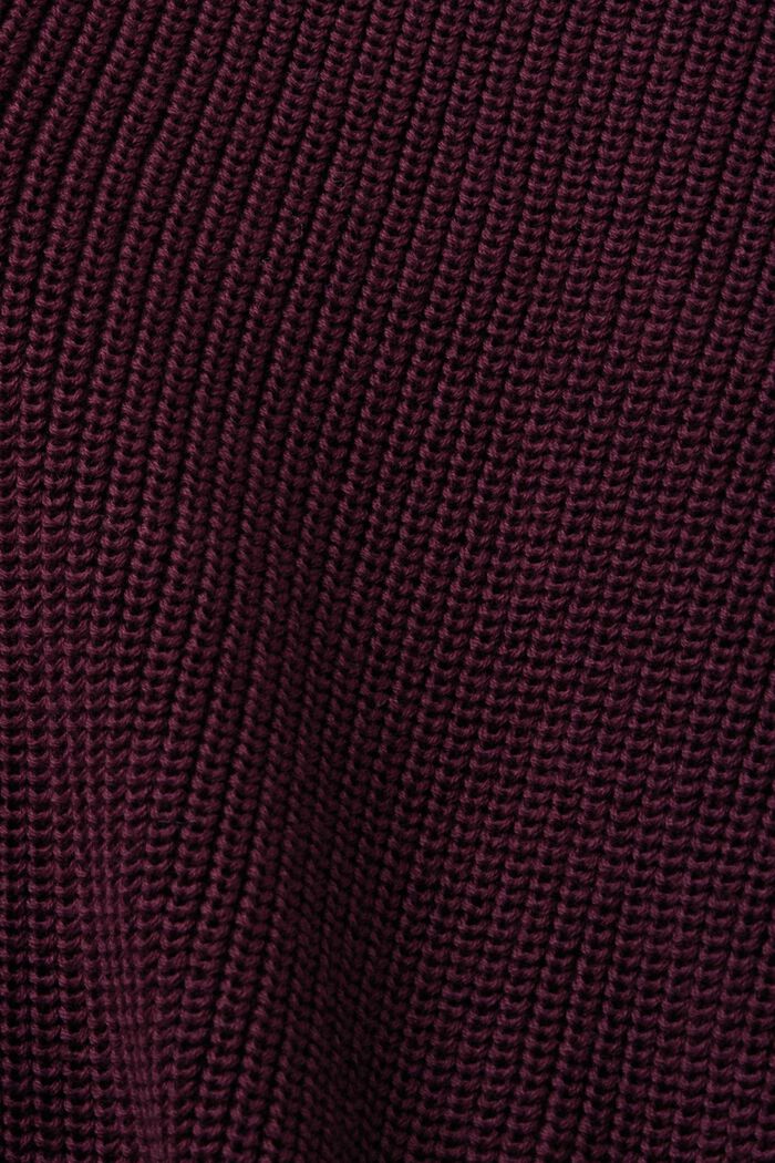 Knitted polo neck jumper, 100% cotton, AUBERGINE, detail image number 6
