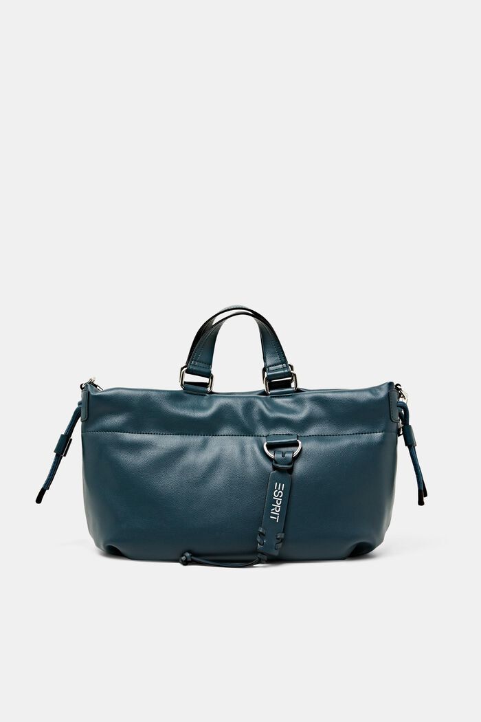 Big faux leather tote bag, TEAL GREEN, detail image number 0