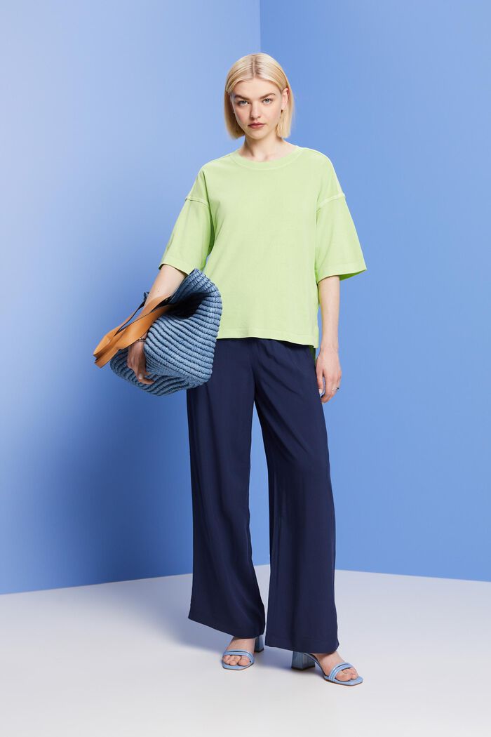 Wide leg pull-on trousers, NAVY, detail image number 1