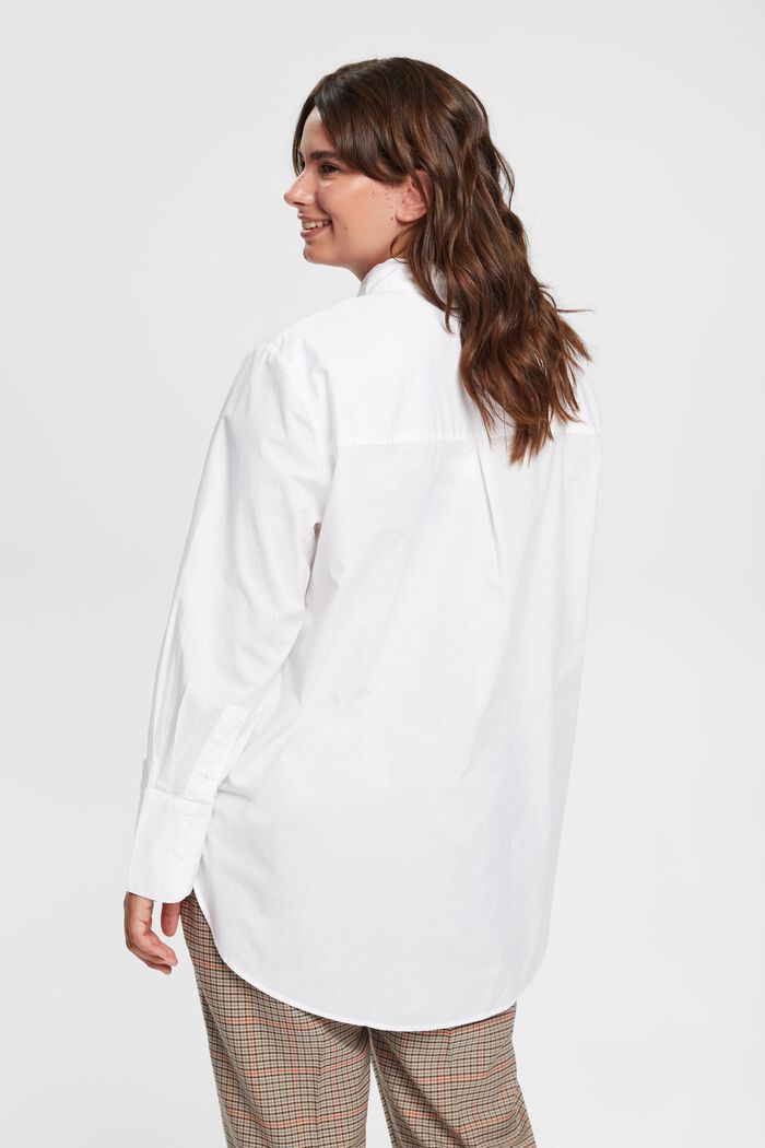 CURVY cotton shirt blouse, WHITE, detail image number 3