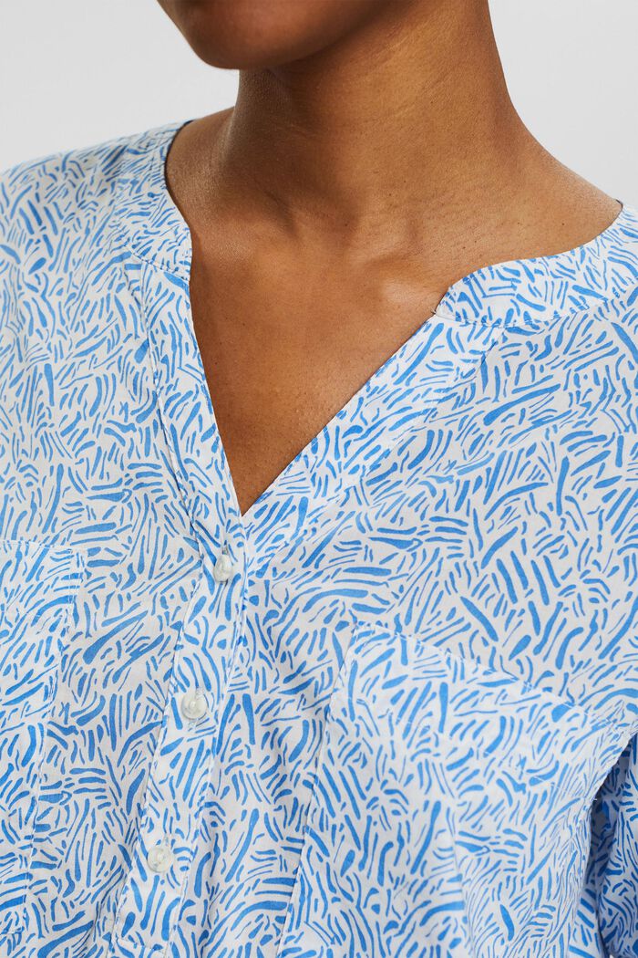 Patterned blouse with a cup-shaped neckline, WHITE, detail image number 2