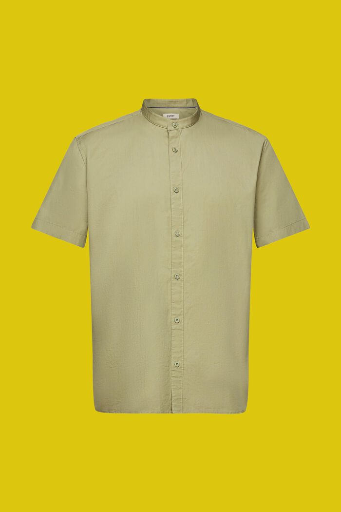 Cotton Stand Collar Shirt, LIGHT GREEN, detail image number 6