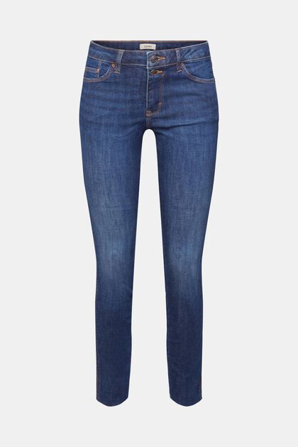 High-rise skinny stretch jeans, BLUE DARK WASHED, overview