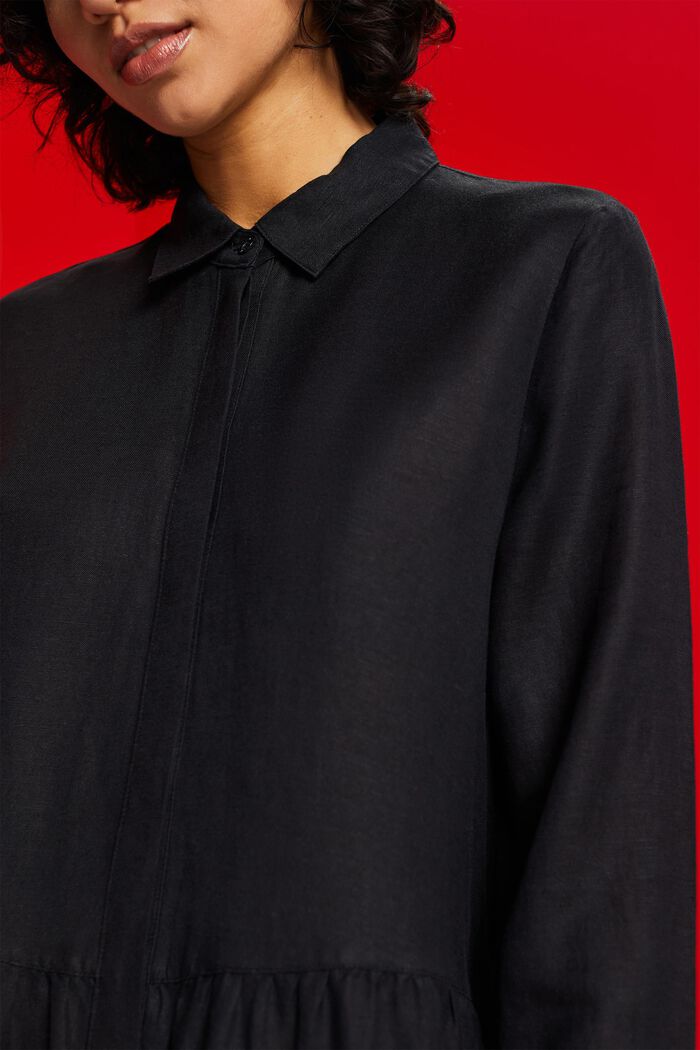 Linen blend mini shirt dress, BLACK, detail image number 2