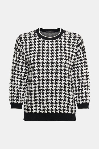Jumper with houndstooth checks, BLACK, overview