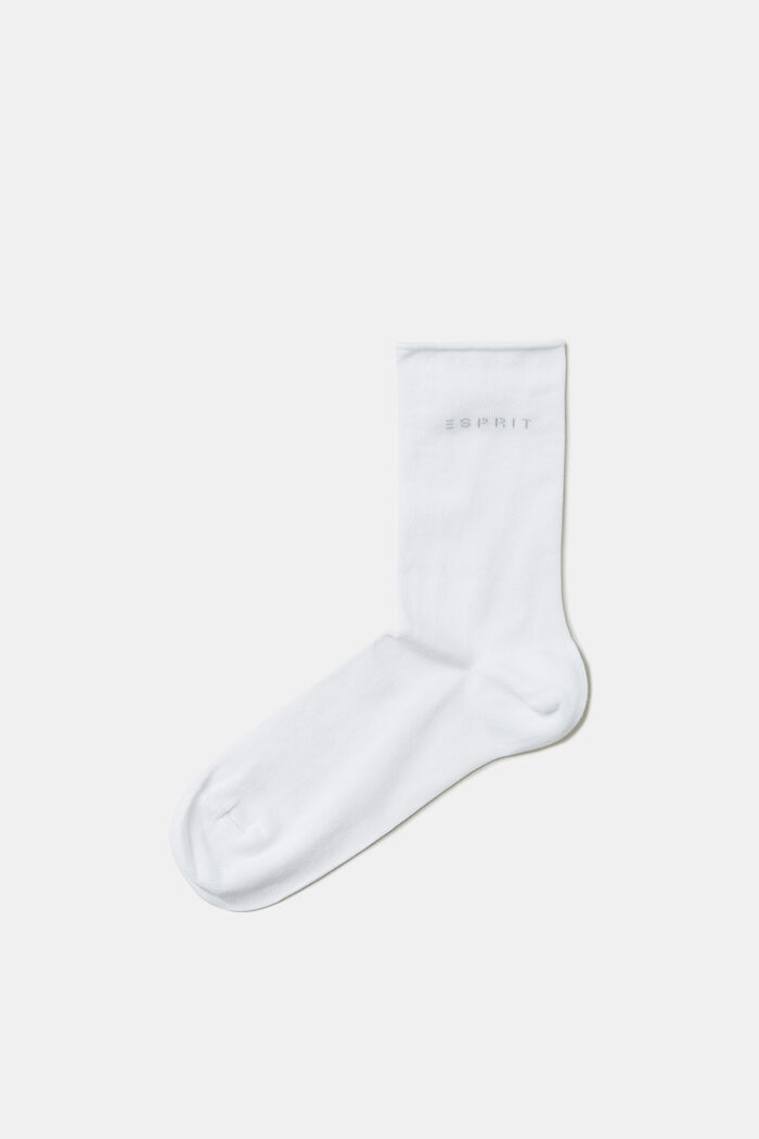 2-pack of sock with rolled edges, organic cotton, WHITE, detail image number 0