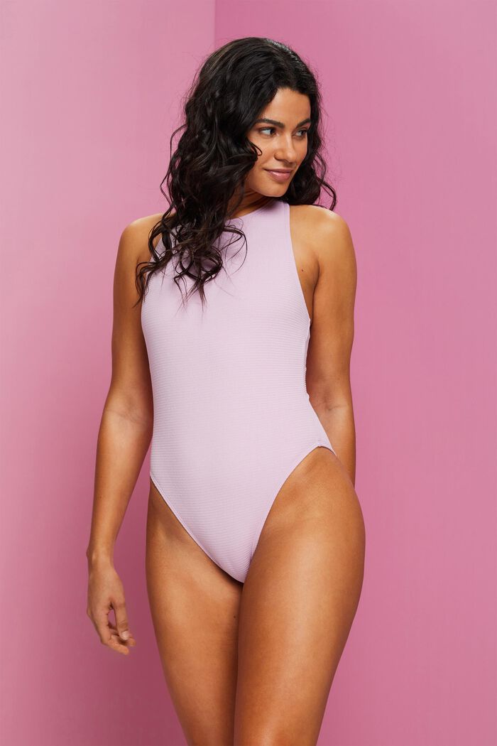 Cross Back Textured Swimsuit, LILAC, detail image number 0