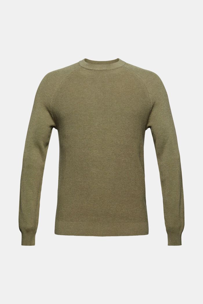 Knitted jumper made of 100% organic cotton, PALE KHAKI, overview
