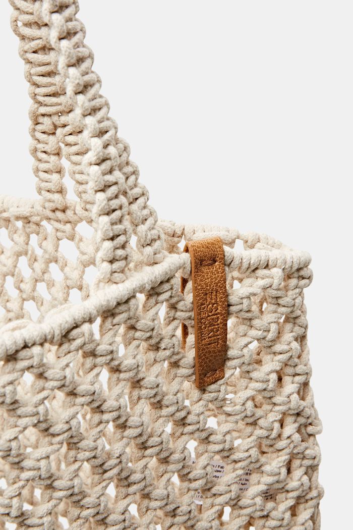 Crochet Cotton Tote, OFF WHITE, detail image number 1